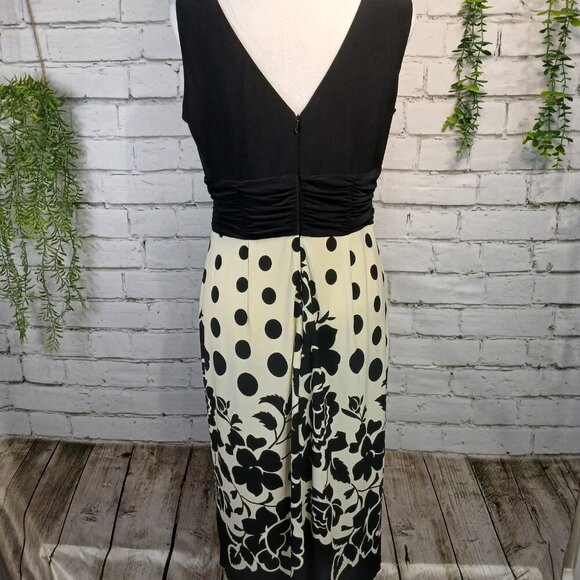 WOMENS JESSICA HOWARD AFTER 5 BLACK AND WHITE SLEEVELESS V-NECK DRESS, SIZE 10P - Picture 9 of 9